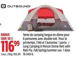 Canadian Tire OUTBOUND Long Camping 6-Person Dome Tent with Rain Fly offer