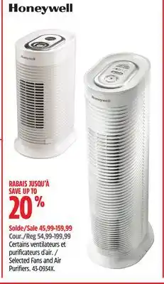 Canadian Tire Honeywell Selected Fans and Air Purifiers offer
