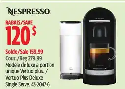 Canadian Tire Nespresso Vertuo Plus Deluxe Single Serve offer