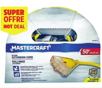 Canadian Tire Mastercraft 50´ Outdoor 12/3 Extension Cord with 3 Outlets and Lighted End offer