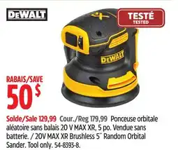 Canadian Tire DEWALT 20V MAX XR Brushless 5˝ Random Orbital Sander offer