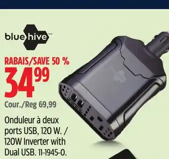 Canadian Tire Bluehive 120W Inverter with Dual USB offer