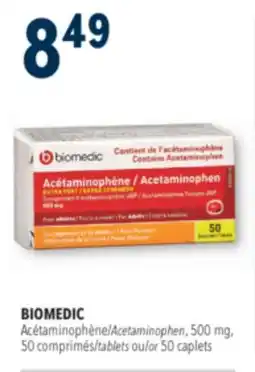 Familiprix BIOMEDIC Acetaminophen, 500 mg, 50 tablets or 50 caplets offer