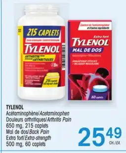 Uniprix TYLENOL Acétaminophène/Acetaminophen Douleurs arthritiques/Arthritis Pain, Mal de dos/Back Pain offer