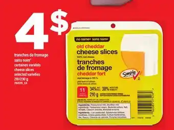 Maxi TRANCHES DE FROMAGE SANS NOM | CHEESE SLICES, 210/230 G offer