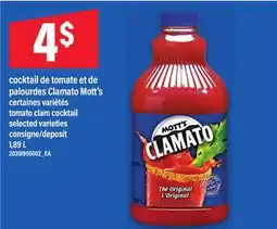 Maxi COCKTAIL DE TOMATE ET DE PALOURDES CLAMATO MOTT'S | TOMATO CLAM COCKTAIL, 1,89 L offer