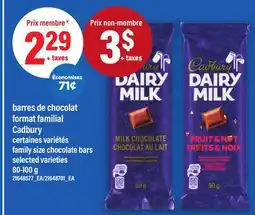 Maxi BARRES DE CHOCOLAT FORMAT FAMILIAL CADBURY, 80-100 G | FAMILY SIZE CHOCOLATE BARS offer