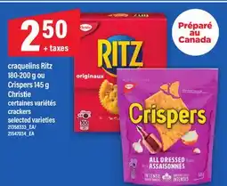 Maxi RITZ 180-200 G OU CRISPERS 145 G CHRISTIE | CRACKERS offer