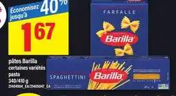 Maxi PÂTES BARILLA, 340/410 G | PASTA offer
