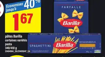 Maxi PÂTES BARILLA, 340/410 G | PASTA offer