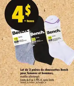 Maxi LOT DE 3 PAIRES DE CHAUSSETTES BENCH POUR FEMMES ET HOMMES offer