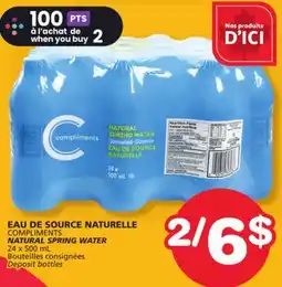 Marches Tradition COMPLIMENTS NATURAL SPRING WATER offer
