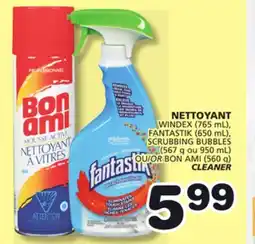 Marches Tradition WINDEX (765 mL), FANTASTIK (650 mL), SCRUBBING BUBBLES (567 g ou 950 mL) OR BON AMI (560 g) CLEANER offer