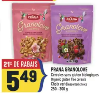 Marché Adonis PRANA GRANOLOVE Céréales sans gluten biologiques | Organic gluten free cereals offer