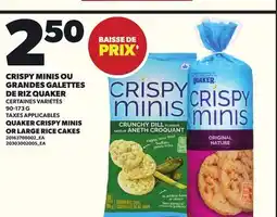 Provigo QUAKER CRISPY MINIS OR LARGE RICE CAKES, 90-173 G offer