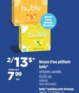 Provigo BUBLY SPARKLING WATER BEVERAGE, 12X355 ML offer
