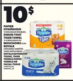 Provigo ROYALE BATHROOM TISSUE, TIGER TOWELS PAPER TOWELS OR FACIAL TISSUE offer