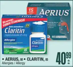 Jean Coutu AERIUS, 80, CLARITIN, 85 Allergy offer