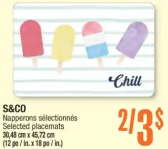 Jean Coutu S&CO Selected placemats offer