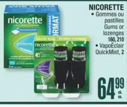 Jean Coutu NICORETTE Gums or lozenges 160, 210, QuickMist, 2 offer