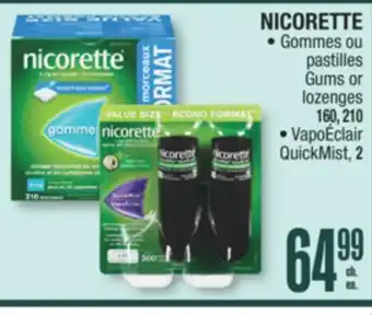 Jean Coutu NICORETTE Gums or lozenges 160, 210, QuickMist, 2 offer
