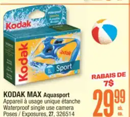 Jean Coutu KODAK MAX Aquasport Waterproof single use camera Poses offer