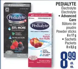 Jean Coutu PEDIALYTE Electrolyte Advanced Care, Powder sticks 6 x 17 g offer