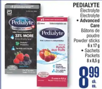 Jean Coutu PEDIALYTE Electrolyte Advanced Care, Powder sticks 6 x 17 g offer