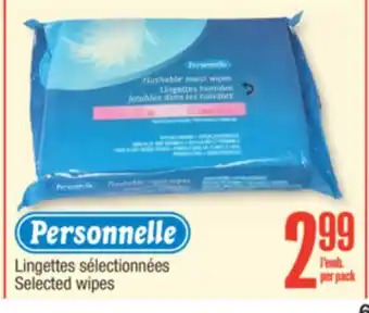 Jean Coutu Personnelle Selected wipes offer