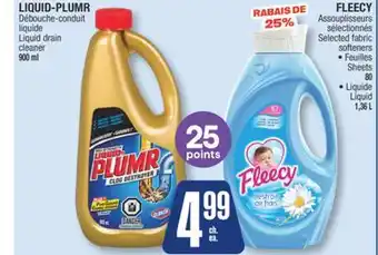 Jean Coutu LIQUID-PLUMR Liquid drain cleaner 900 ml FLEECY Selected fabric softeners offer