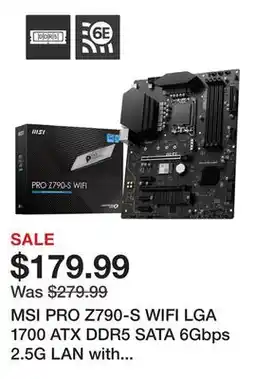 Newegg MSI PRO Z790-S WIFI LGA 1700 ATX DDR5 SATA 6Gbps 2.5G LAN with Wi-Fi 6E Motherboard offer