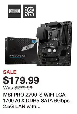 Newegg MSI PRO Z790-S WIFI LGA 1700 ATX DDR5 SATA 6Gbps 2.5G LAN with Wi-Fi 6E Motherboard offer
