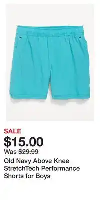 Old Navy Old Navy Above Knee StretchTech Performance Shorts for Boys offer