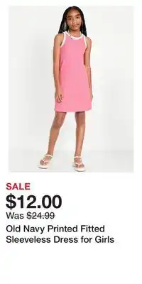 Old Navy Old Navy Printed Fitted Sleeveless Dress for Girls offer