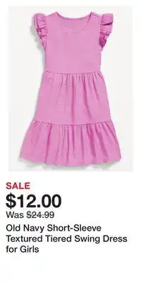 Old Navy Old Navy Short-Sleeve Textured Tiered Swing Dress for Girls offer
