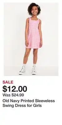 Old Navy Old Navy Printed Sleeveless Swing Dress for Girls offer