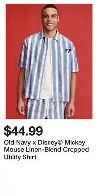 Old Navy Old Navy x Disney Mickey Mouse Linen-Blend Cropped Utility Shirt offer
