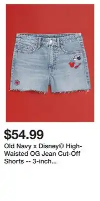 Old Navy Old Navy x Disney High-Waisted OG Jean Cut-Off Shorts -- 3-inch inseam offer