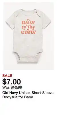Old Navy Old Navy Unisex Short-Sleeve Bodysuit for Baby offer