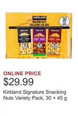Costco Kirkland Signature Snacking Nuts Variety Pack, 30 × 45 g offer