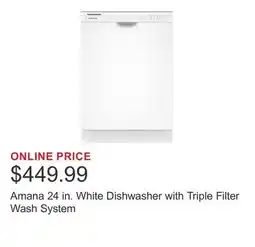 Costco Amana 24 in. White Dishwasher with Triple Filter Wash System offer