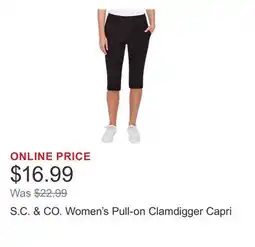 Costco S.C. & CO. Women's Pull-on Clamdigger Capri offer