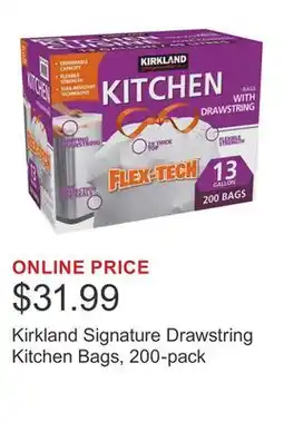Costco Kirkland Signature Drawstring Kitchen Bags, 200-pack offer