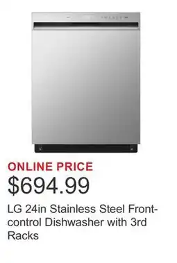 Costco LG 24in Stainless Steel Front-control Dishwasher with 3rd Racks offer