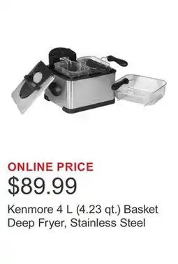 Costco Kenmore 4 L (4.23 qt.) Basket Deep Fryer, Stainless Steel offer