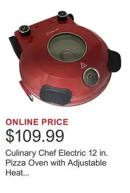 Costco Culinary Chef Electric 12 in. Pizza Oven with Adjustable Heat Control and Removable Pizza Stone offer