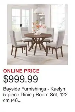 Costco Bayside Furnishings - Kaelyn 5-piece Dining Room Set, 122 cm (48 in.) Diameter offer