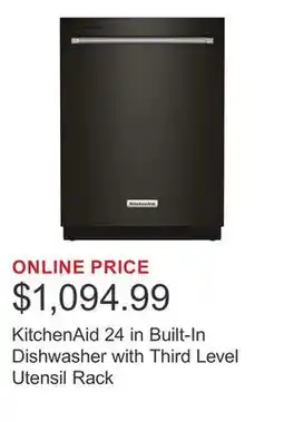 Costco KitchenAid 24 in Built-In Dishwasher with Third Level Utensil Rack offer