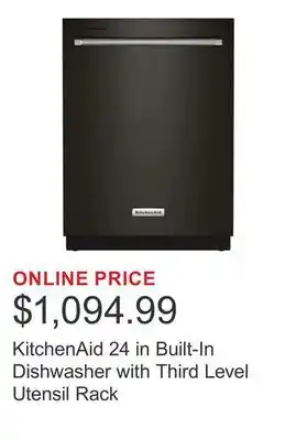 Costco KitchenAid 24 in Built-In Dishwasher with Third Level Utensil Rack offer