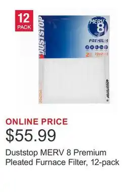 Costco Duststop MERV 8 Premium Pleated Furnace Filter, 12-pack offer